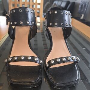 Vince Camuto Studded Black Women's Sandals 3" Heels Size 10 Excellent Condition